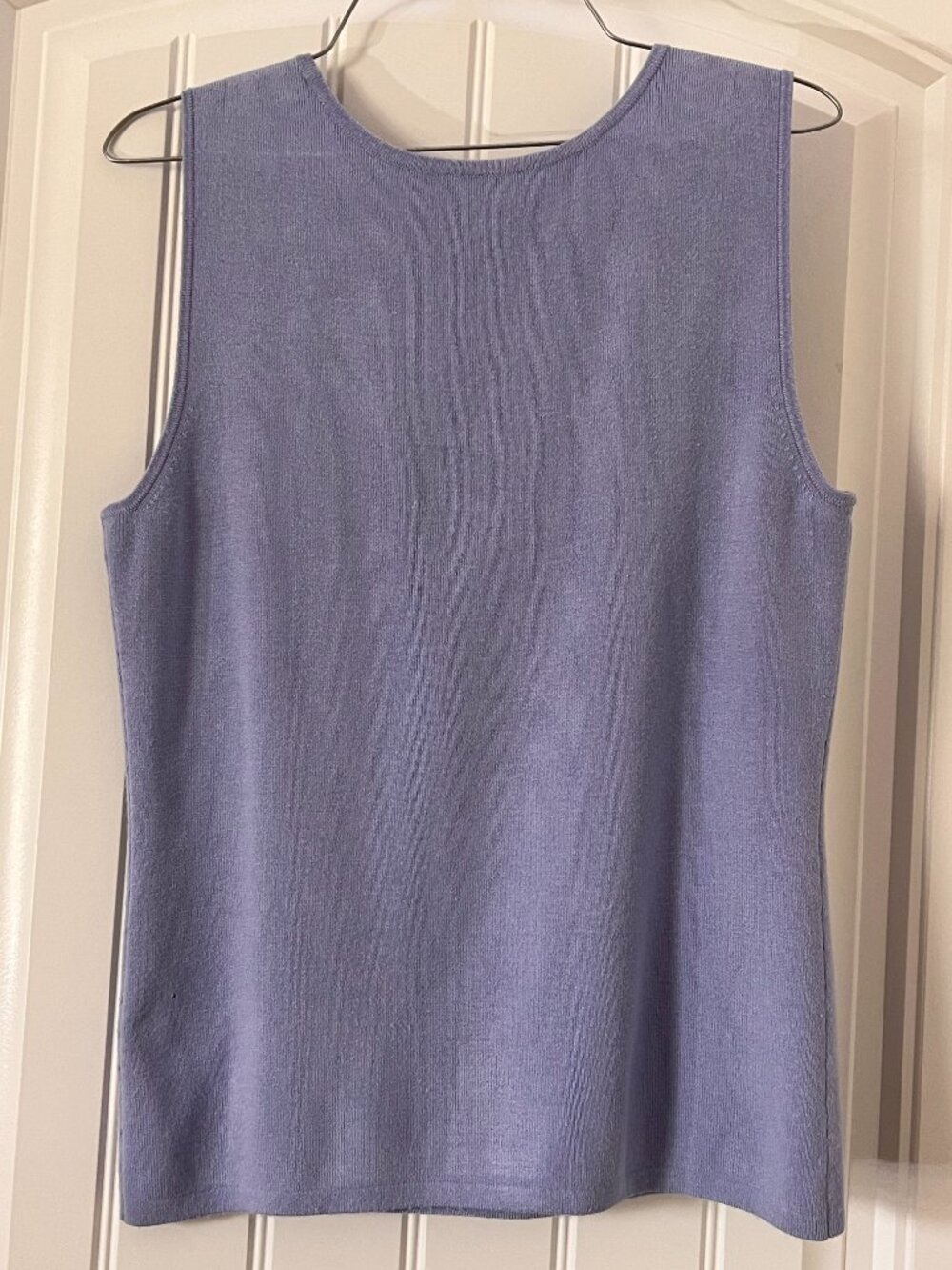 RAFAEL‎ Lavender Faux Pearl Neck Knit Tank Top Quiet Luxury Size M - Picture 7 of 12